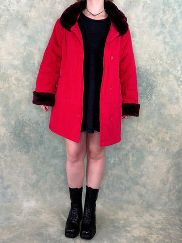 Faux Fur Red Puffer Jacket