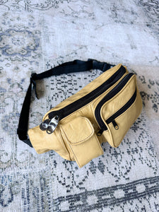 y2k 2000s Mustard Yellow Leather Large Bum Bag