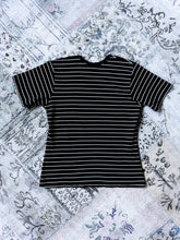 1990s Black & White Ribbed Striped T-Shirt