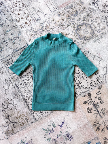 Pure New Wool Uniqlo Aqua Ribbed Shirt