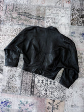 1990s Duke Italian Leather Cropped Buckle Bomber Jacket