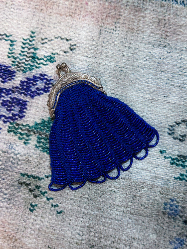 Blue Beaded Ornate Coin Purse