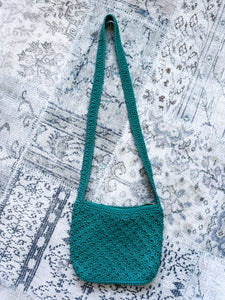 Emerald Green Crochet Crossbody Handbag