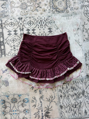 Etnix Plum Ruched Lace Skirt