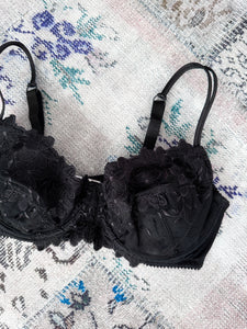 Intimo Black Floral Lace Bra