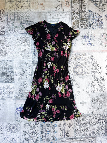 1990s Expression Floral Mesh Midi Dress