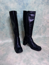 1990s Ellen Blake Black Leather Knee High Boots
