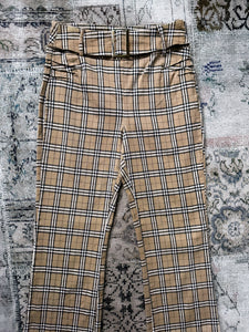 y2k Buckle Cream Plaid Pants