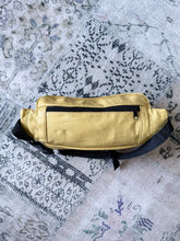 y2k 2000s Mustard Yellow Leather Large Bum Bag