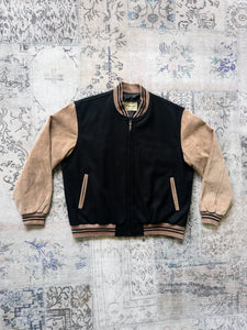 Edgemont Black Tan Suede Baseball Varsity Jacket