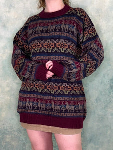 Fair Isle Striped Knit Jumper