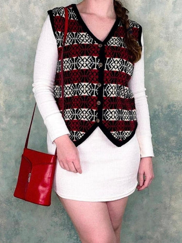 90s Retro Fair Isle Knit Vest