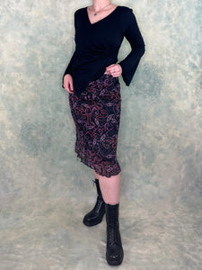 Twins y2k Paisley Mesh Skirt