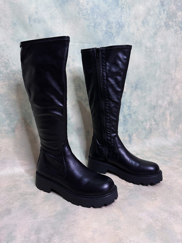 Vagabond Cosmo 2.0 Black Leather Knee High Boots