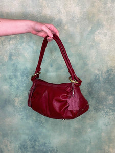 1990s Armoni Blood Red Leather Shoulder Bag
