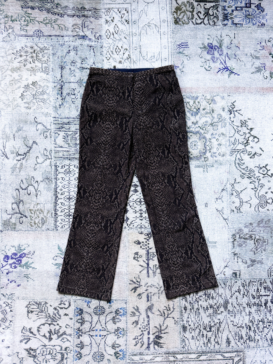 1990s Anthea Crawford Brown Snakeskin Pants