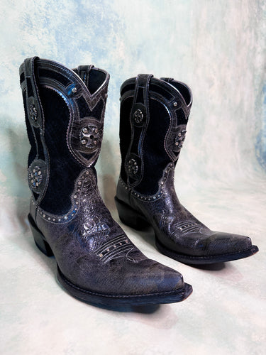 Ariat Leather Patchwork Ornate Studded Cowboy Boots