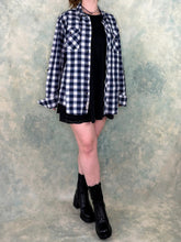 Jeans West Navy Blue & White Plaid Long Sleeve Shirt