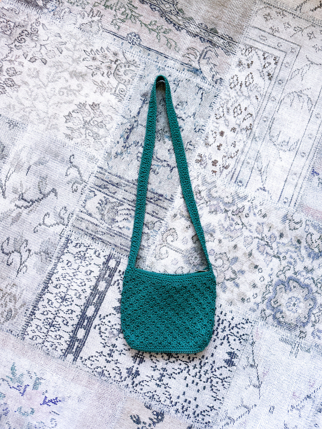 Emerald Green Crochet Crossbody Handbag