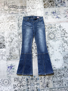 1990s Grace Marr Blue Denim Flared Jeans