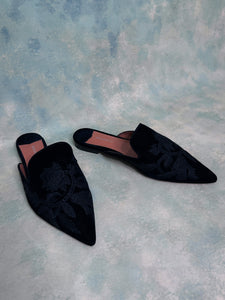 Tony Bianco Black Velvet Slides