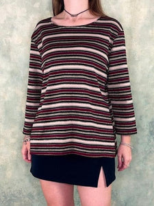 90s Maroon Striped Slinky Top