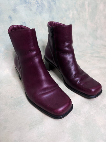 Designer Torretti Dark Red Square Toe Ankle Boots