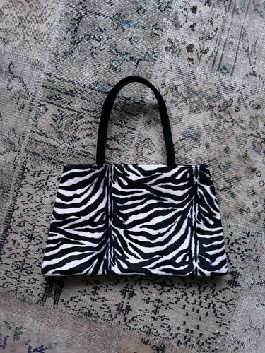 y2k 2000s Condura Zebra Print Faux Fur Handbag