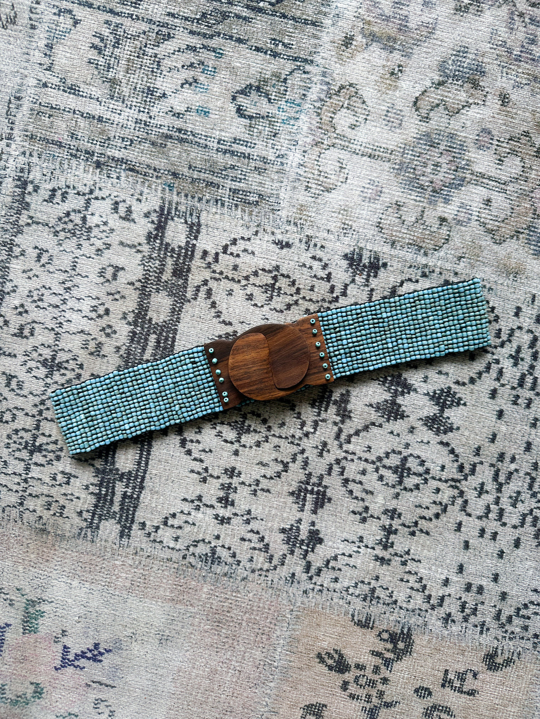 y2k Blue Beaded Wooden Belt