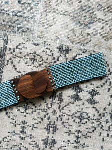 y2k Blue Beaded Wooden Belt