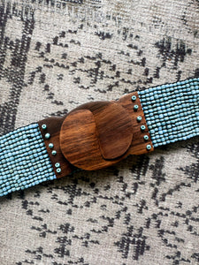 y2k Blue Beaded Wooden Belt