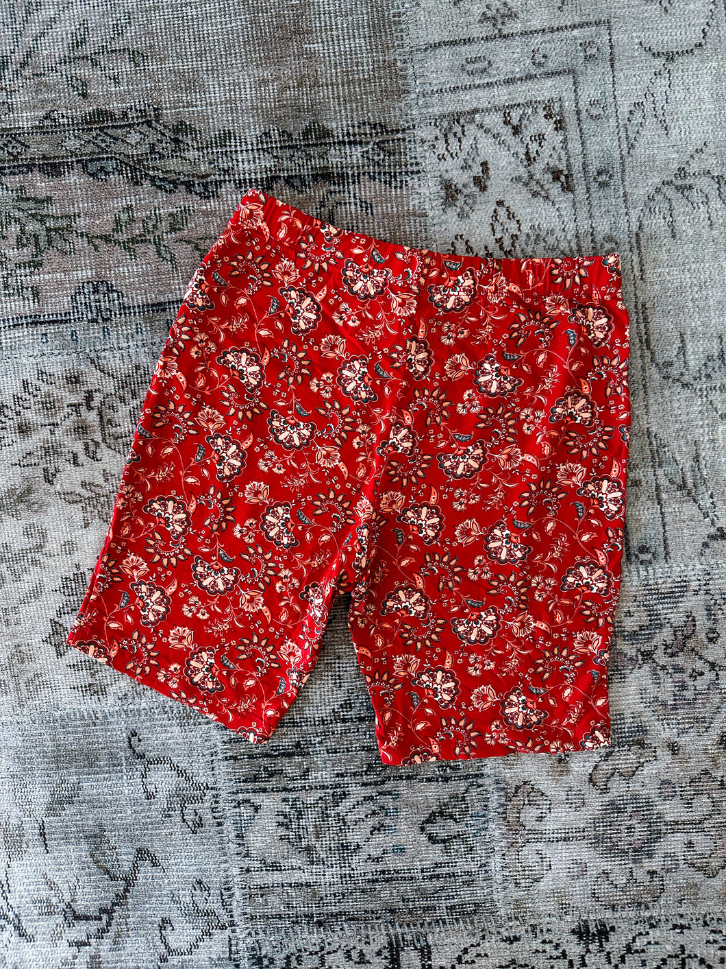 Arnhem Cassis Red Floral Jersey Bike Shorts