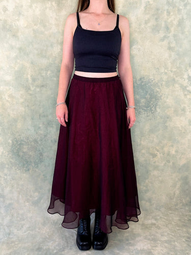 90s Burgundy Red Mesh Skirt