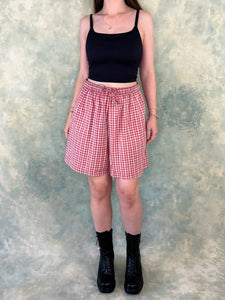 90s Red Plaid Check Shorts