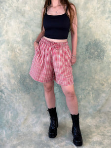 90s Red Plaid Check Shorts