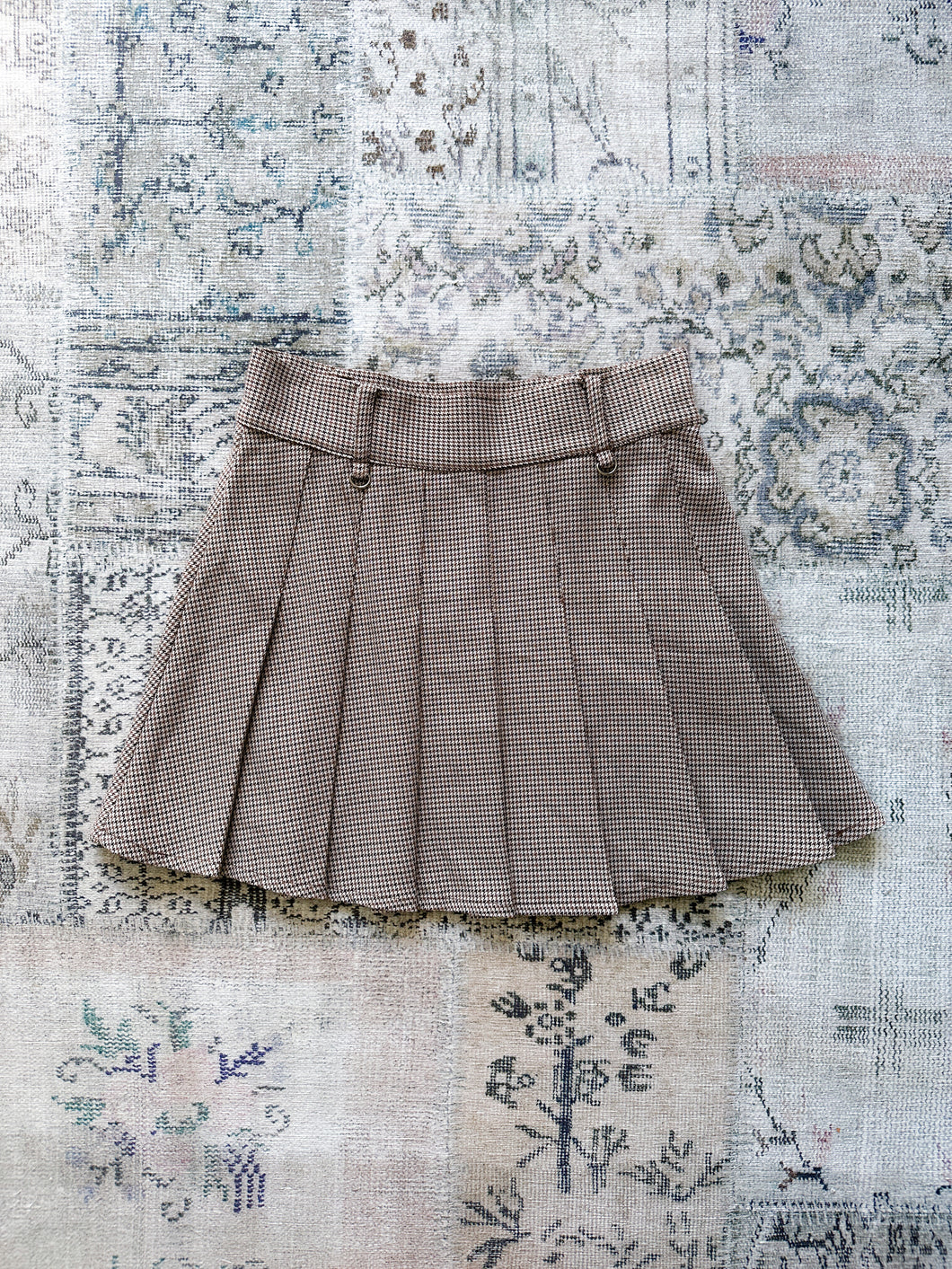 Houndstooth Pleated Skirt