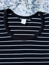 1990s Black & White Ribbed Striped T-Shirt