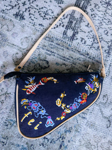 y2k 2000s Denim Embroidered Mini Handbag