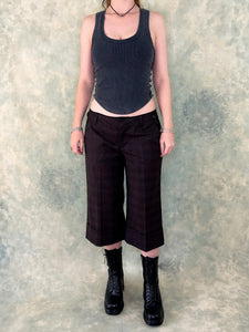 y2k Brown Plaid Capri Pants