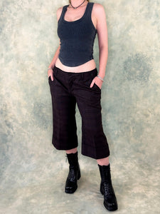 y2k Brown Plaid Capri Pants