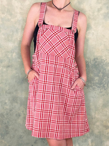 1990s Forbidden Red White Tartan Pinafore