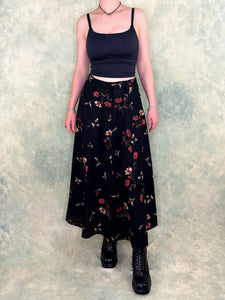 1990s Impressions Floral Button-up Maxi Skirt
