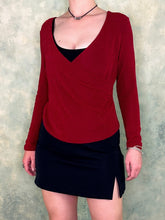 Dusk 90s Red Glitter Wrap Top