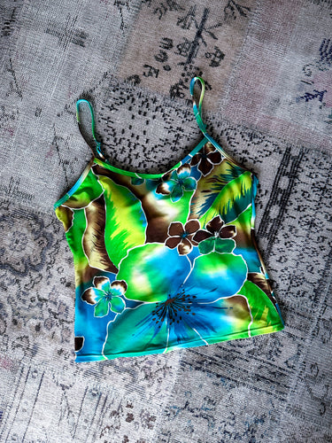 90s Neon Hawaiian Print Tankini