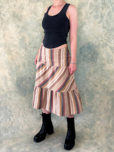 Roxy y2k Striped Tiered Skirt