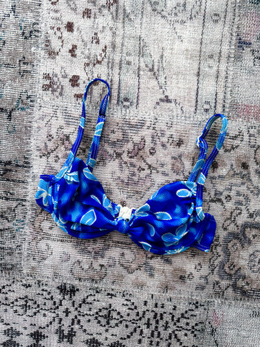 Retro Blue Floral Print Bikini