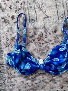 Retro Bold Blue Floral Print Bikini