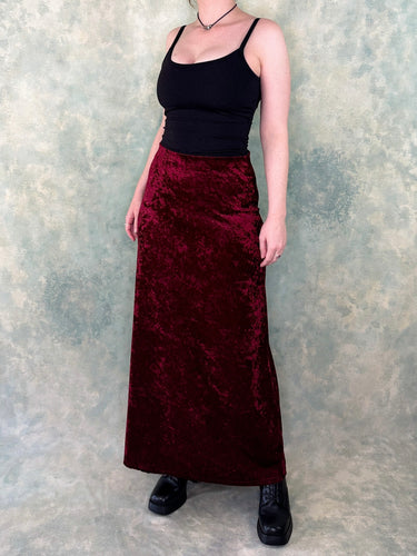 Silhouette 90s Red Velvet Skirt