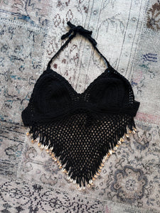 Black Crochet Shell Bralette