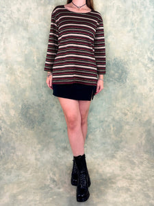 90s Maroon Striped Slinky Top